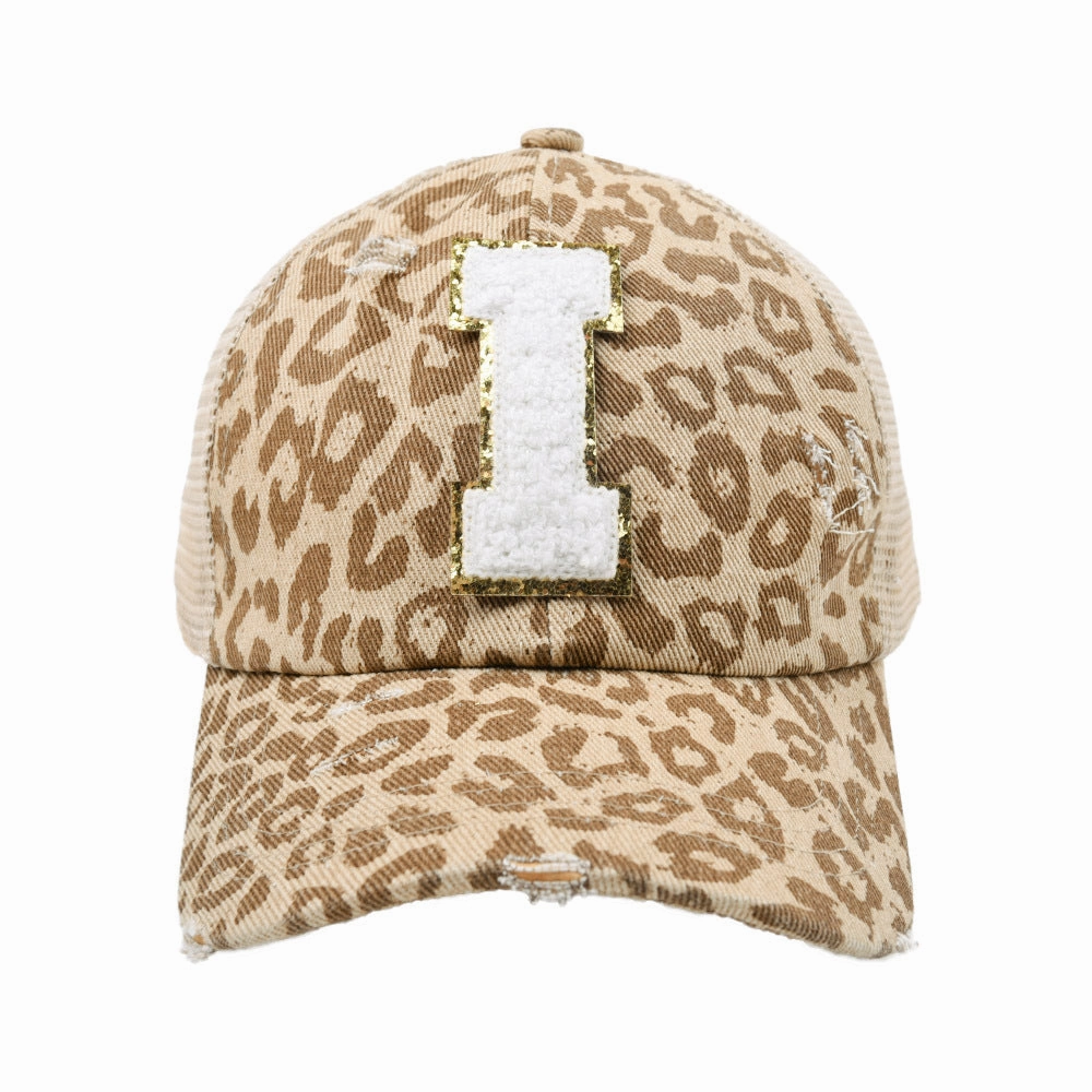 Wholesale New Cotton 26 Letter Label Leopard Print Baseball Cap
