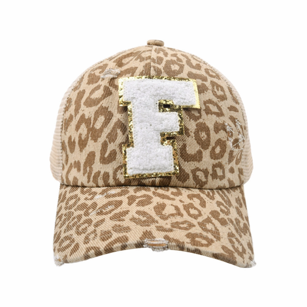 Wholesale New Cotton 26 Letter Label Leopard Print Baseball Cap