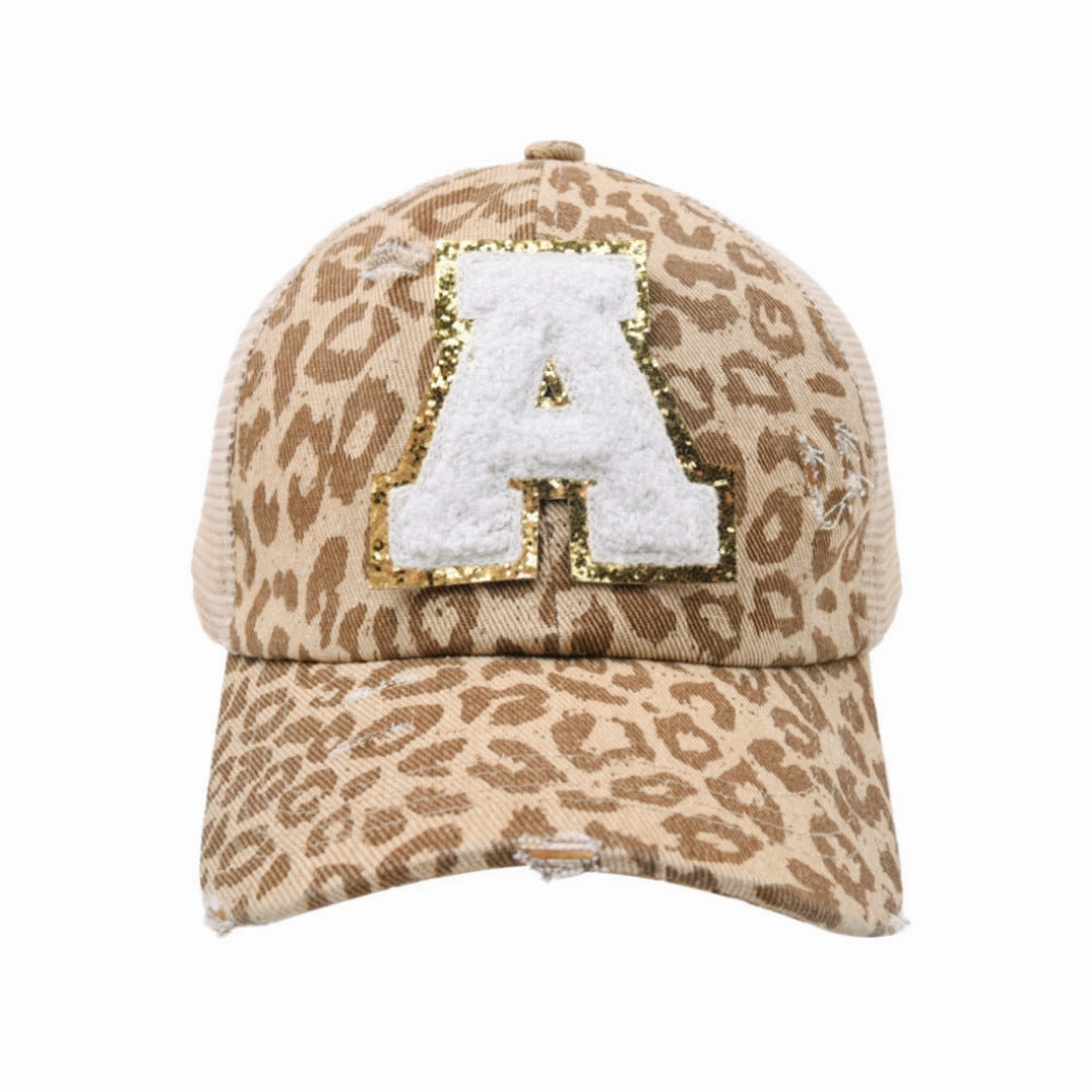Wholesale New Cotton 26 Letter Label Leopard Print Baseball Cap