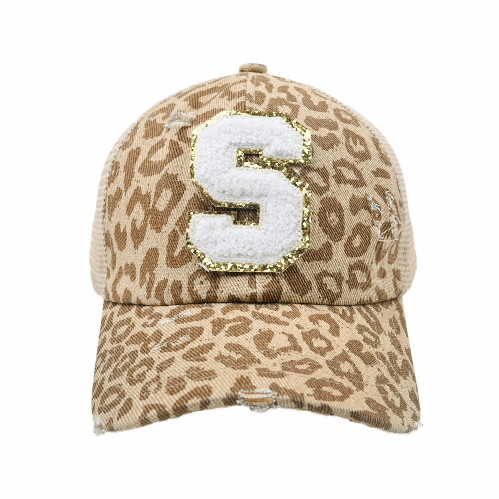Wholesale New Cotton 26 Letter Label Leopard Print Baseball Cap