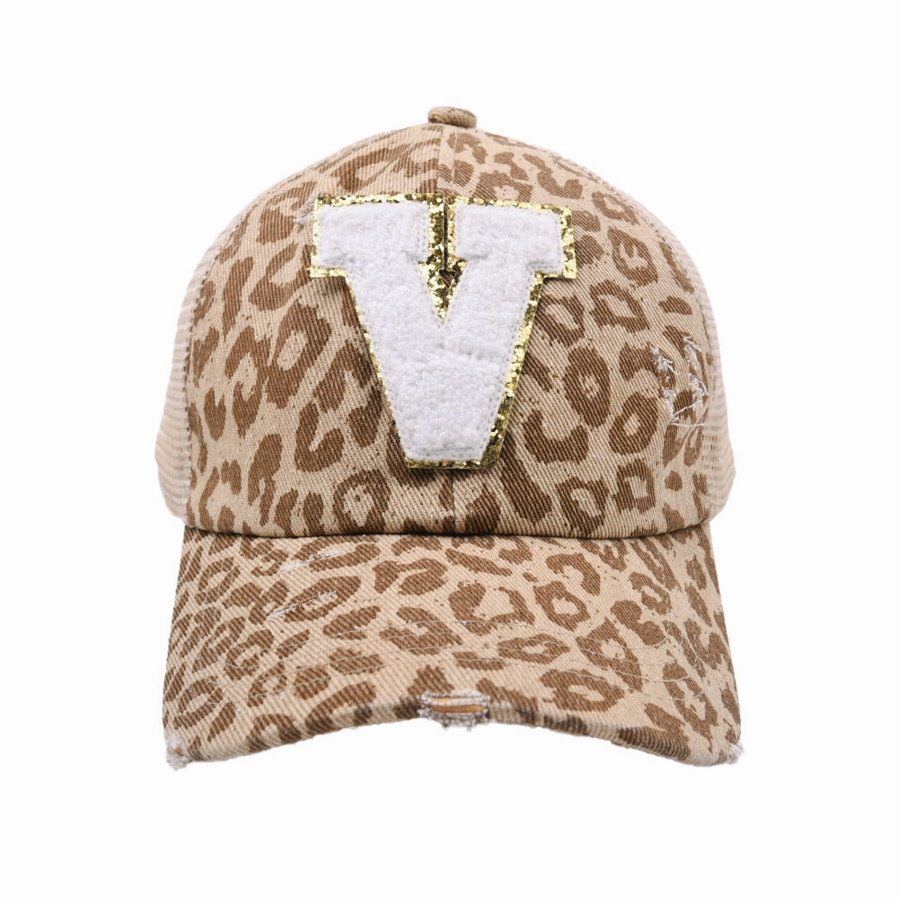 Wholesale New Cotton 26 Letter Label Leopard Print Baseball Cap