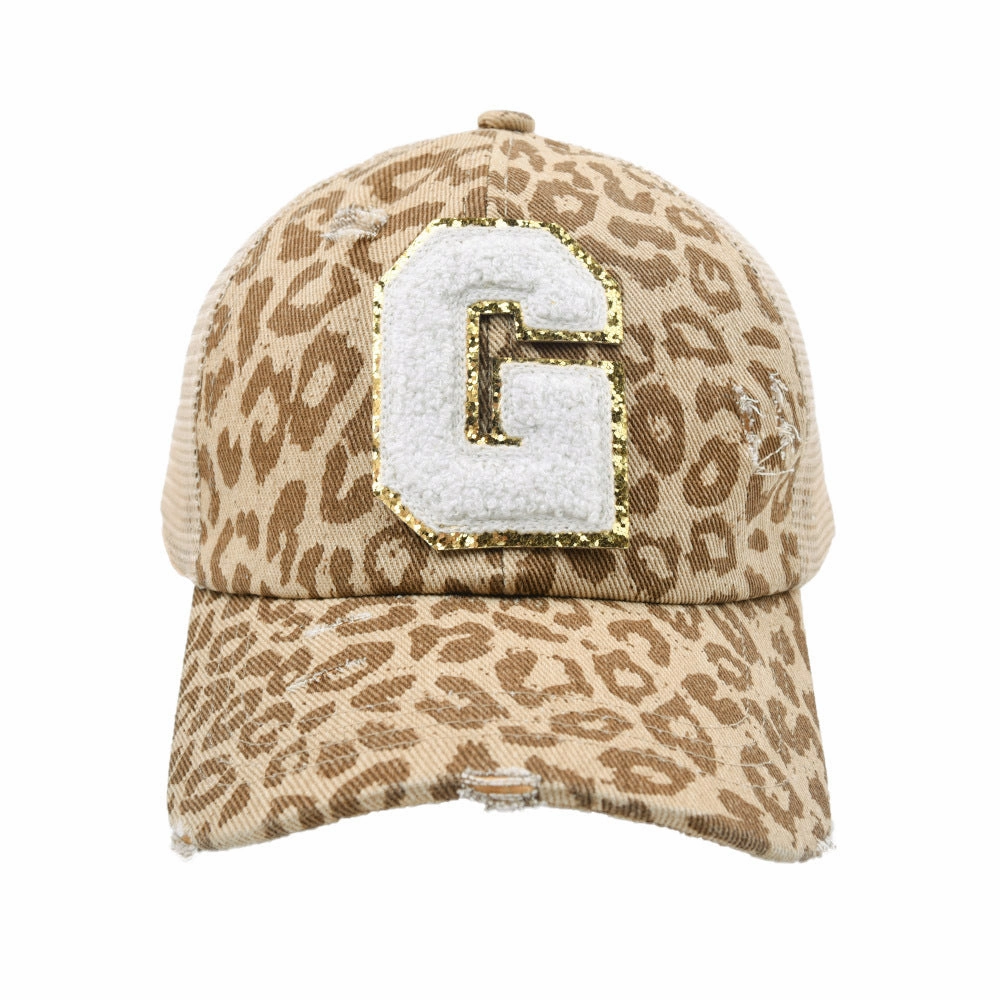 Wholesale New Cotton 26 Letter Label Leopard Print Baseball Cap