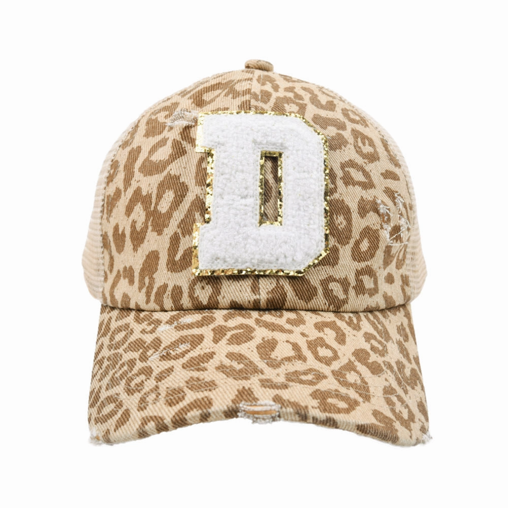 Wholesale New Cotton 26 Letter Label Leopard Print Baseball Cap