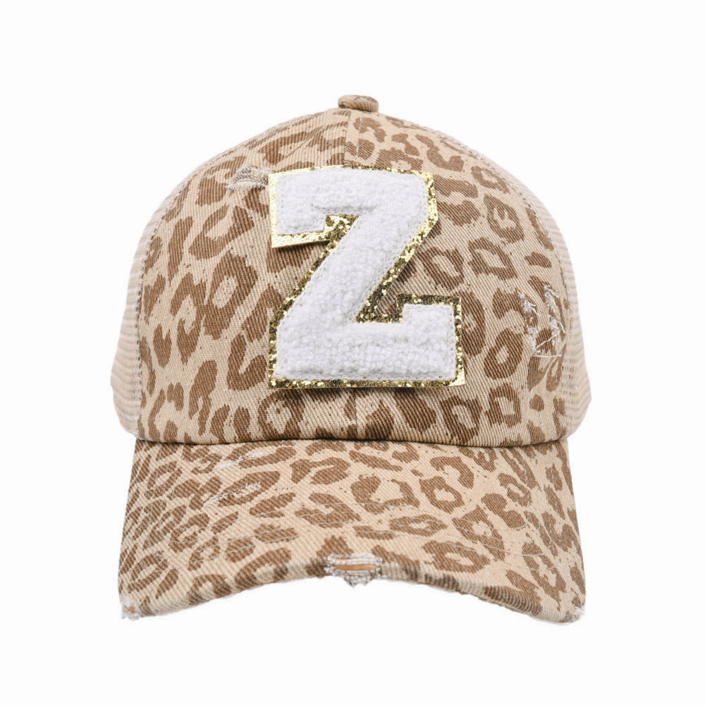 Wholesale New Cotton 26 Letter Label Leopard Print Baseball Cap