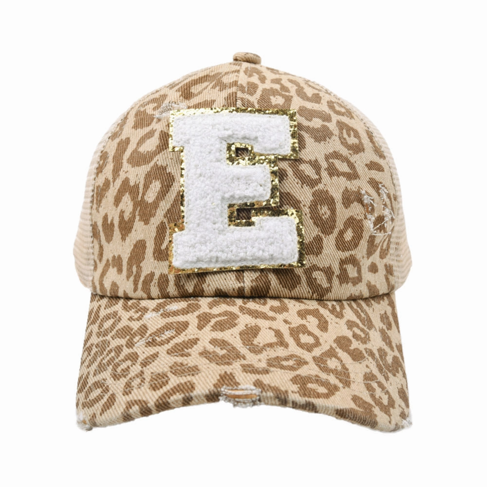 Wholesale New Cotton 26 Letter Label Leopard Print Baseball Cap