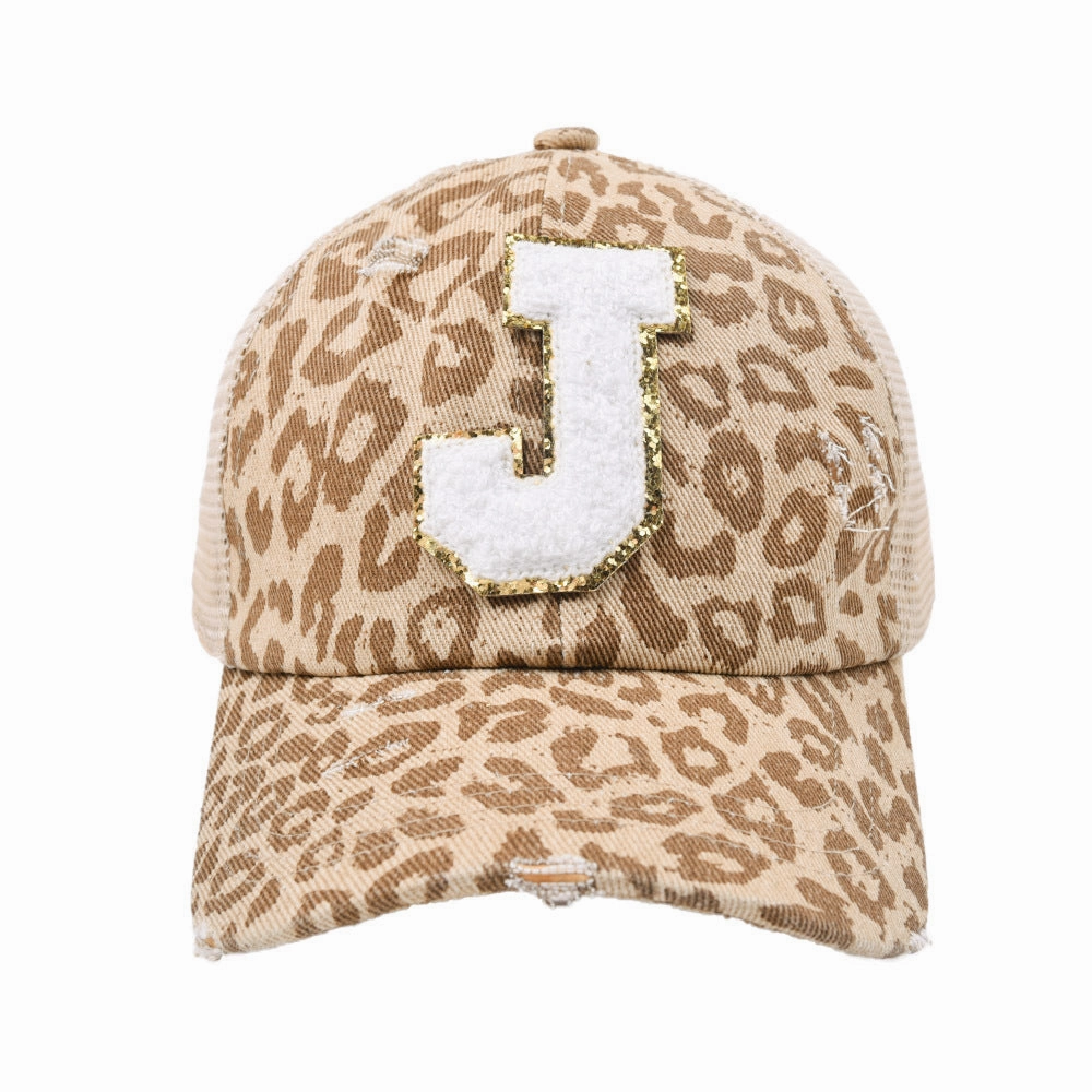 Wholesale New Cotton 26 Letter Label Leopard Print Baseball Cap