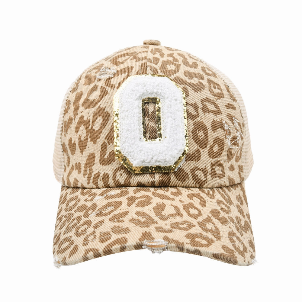 Wholesale New Cotton 26 Letter Label Leopard Print Baseball Cap
