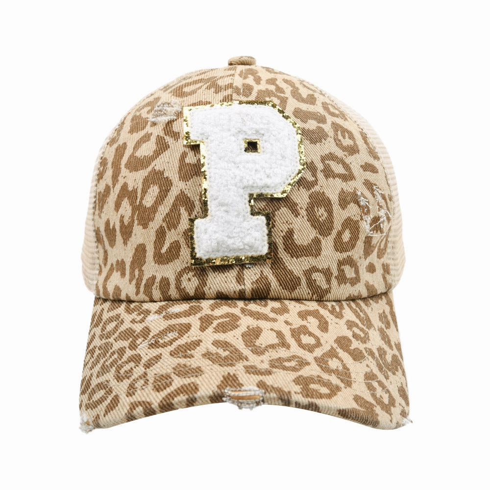 Wholesale New Cotton 26 Letter Label Leopard Print Baseball Cap