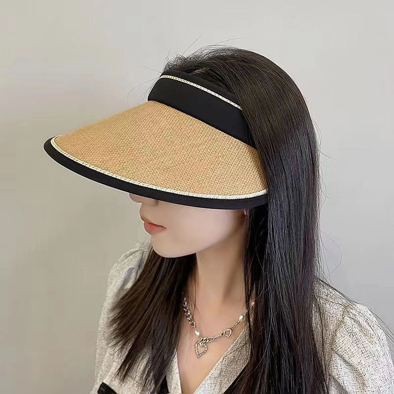 Wholesale of Empty Top Sunshade Straw Woven Sunscreen Hats
