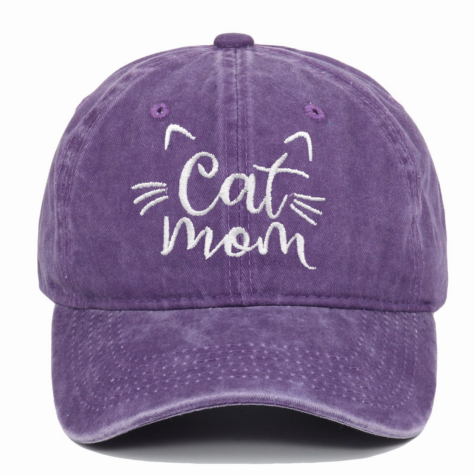 Wholesale of New CAT MOM Embroidered Vintage Washed Cotton Baseball Caps
