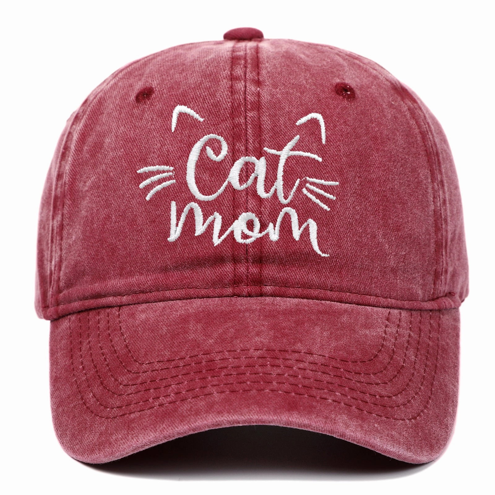 Wholesale of New CAT MOM Embroidered Vintage Washed Cotton Baseball Caps