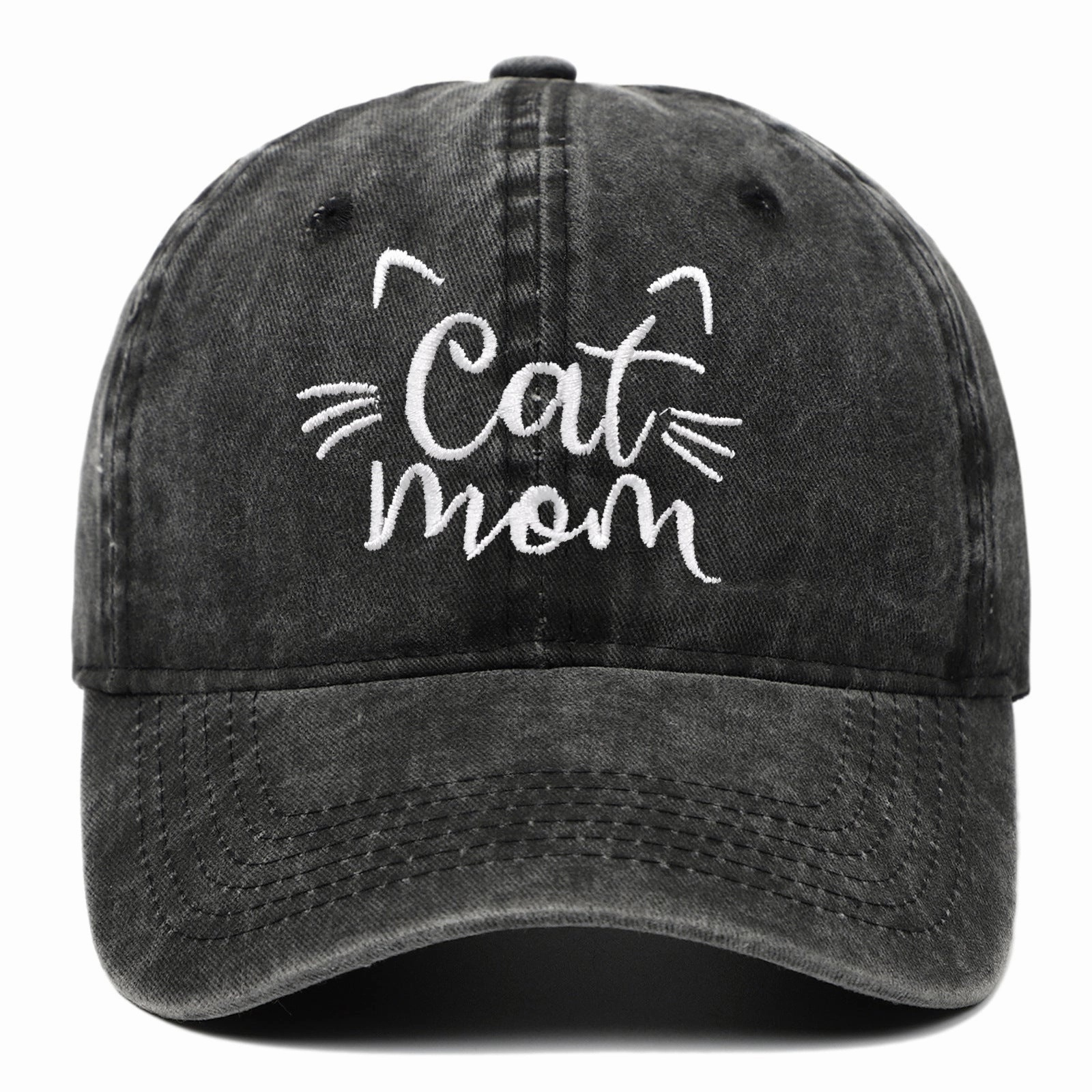 Wholesale of New CAT MOM Embroidered Vintage Washed Cotton Baseball Caps