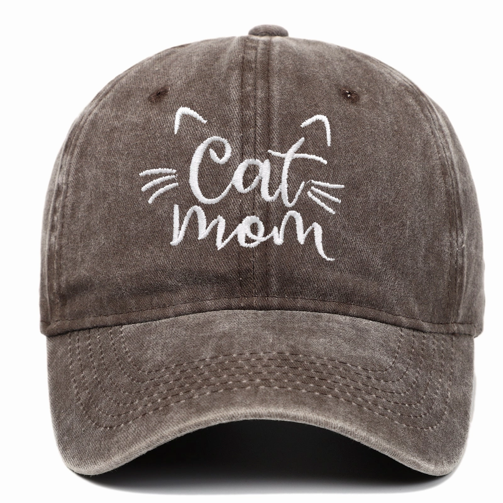 Wholesale of New CAT MOM Embroidered Vintage Washed Cotton Baseball Caps