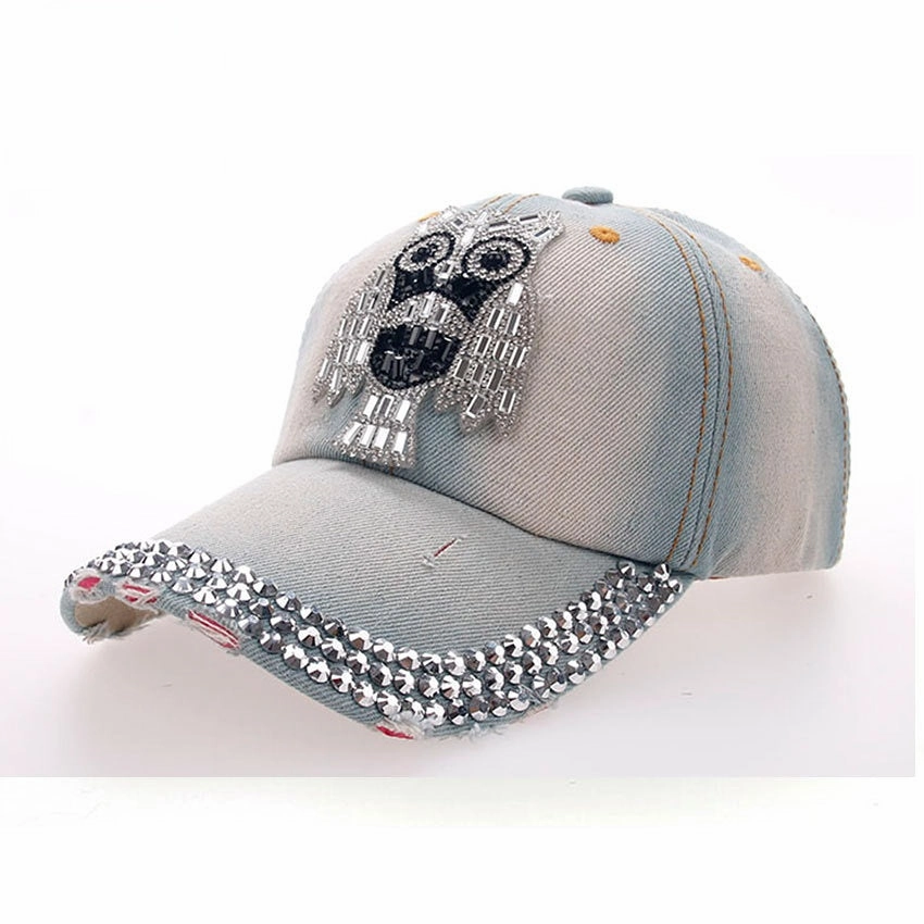 Wholesale Owl Three Row Dot Drill Denim Baseball Cap