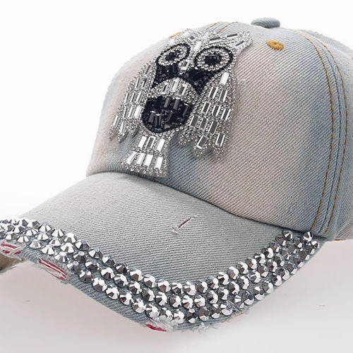 Wholesale Owl Three Row Dot Drill Denim Baseball Cap