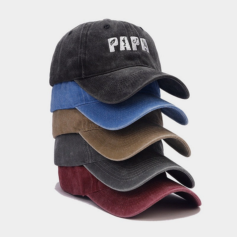 Wholesale PAPA Embroidered Washed Sun Protection Visor Baseball Cap