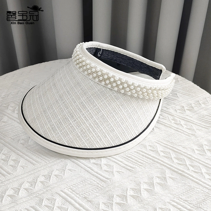 Wholesale Pearl Black Gum Big Eaves Hair Hoops Polyester Sun Hat