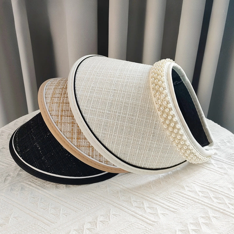 Wholesale Pearl Black Gum Big Eaves Hair Hoops Polyester Sun Hat