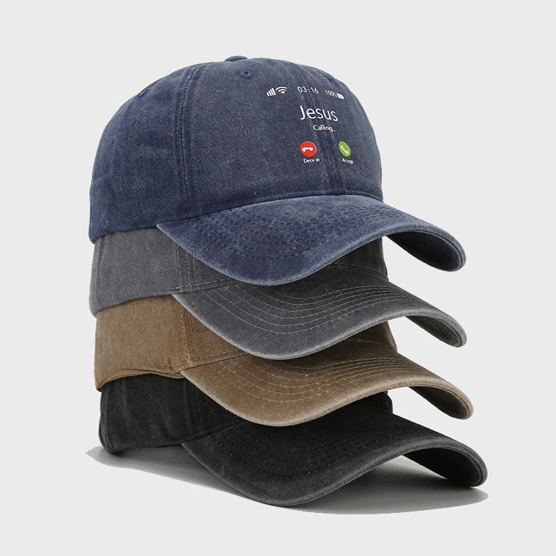 Wholesale Phone Answering Pattern Soft Top Cotton Baseball Cap