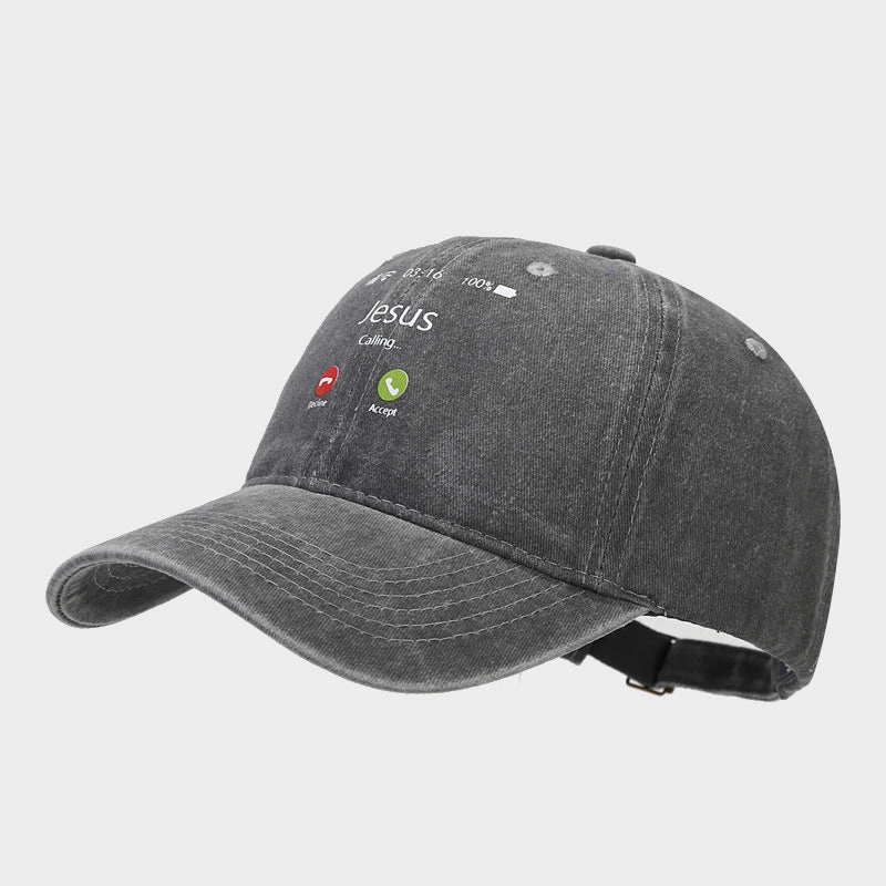 Wholesale Phone Answering Pattern Soft Top Cotton Baseball Cap