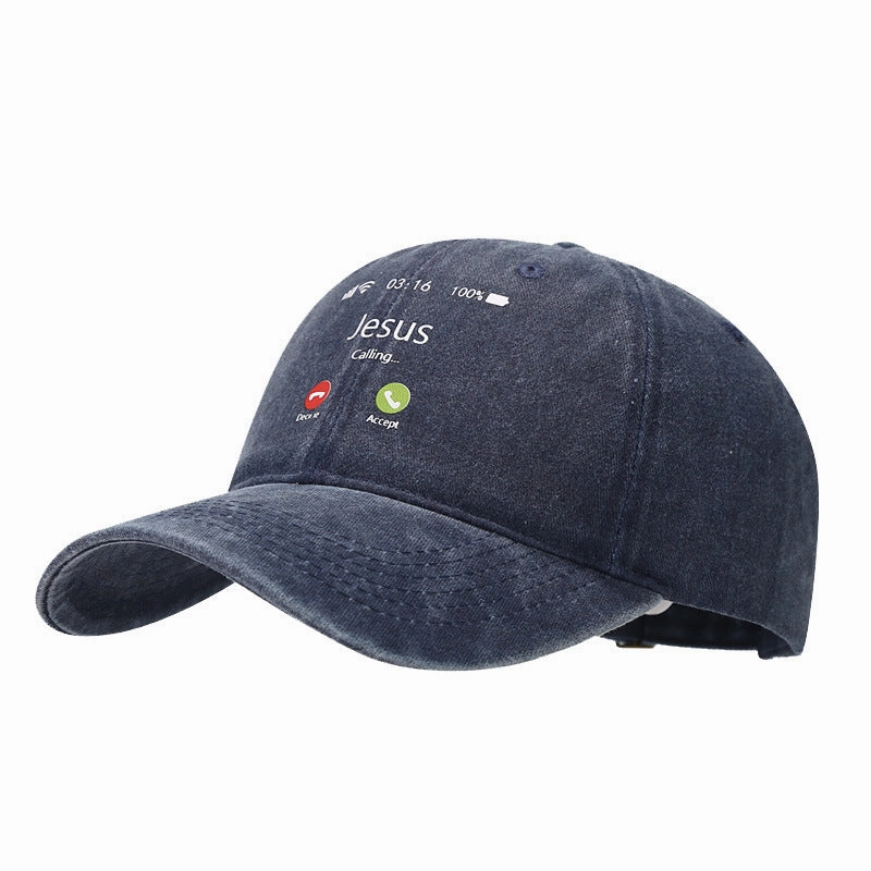 Wholesale Phone Answering Pattern Soft Top Cotton Baseball Cap