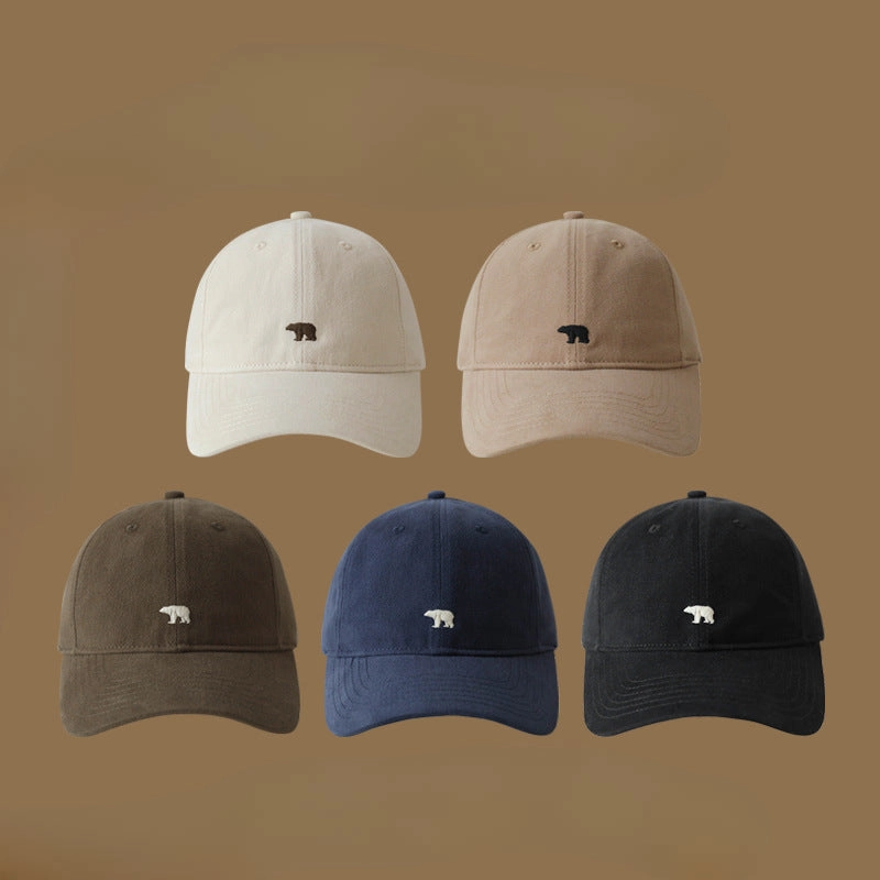 Wholesale Polar Bear Embroidered Wide Brim Baseball Cap Showing Face