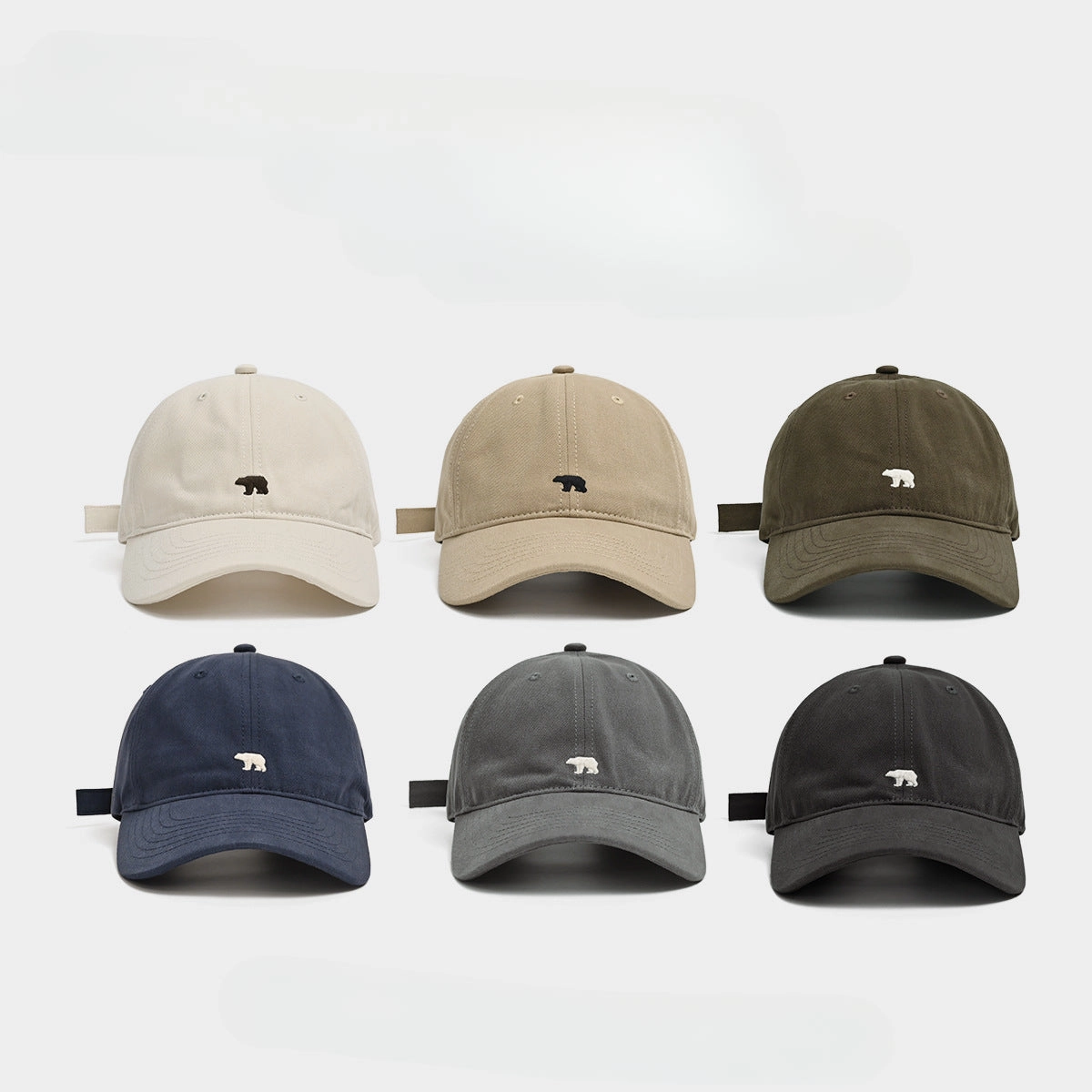 Wholesale Polar Bear Embroidered Wide Brim Baseball Cap Showing Face
