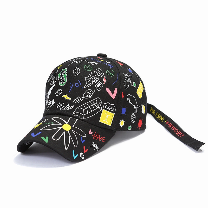 Wholesale Polyester Cartoon Graffiti Printing Baseball Cap