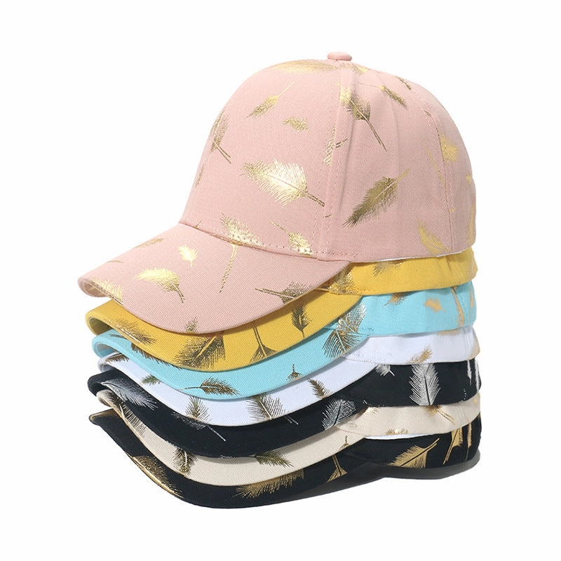 Wholesale Polyester Hot Stamping Silver Feather Baseball Cap