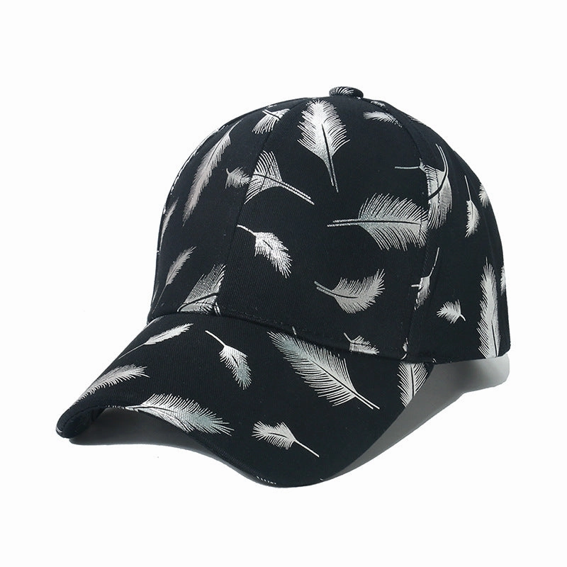 Wholesale Polyester Hot Stamping Silver Feather Baseball Cap