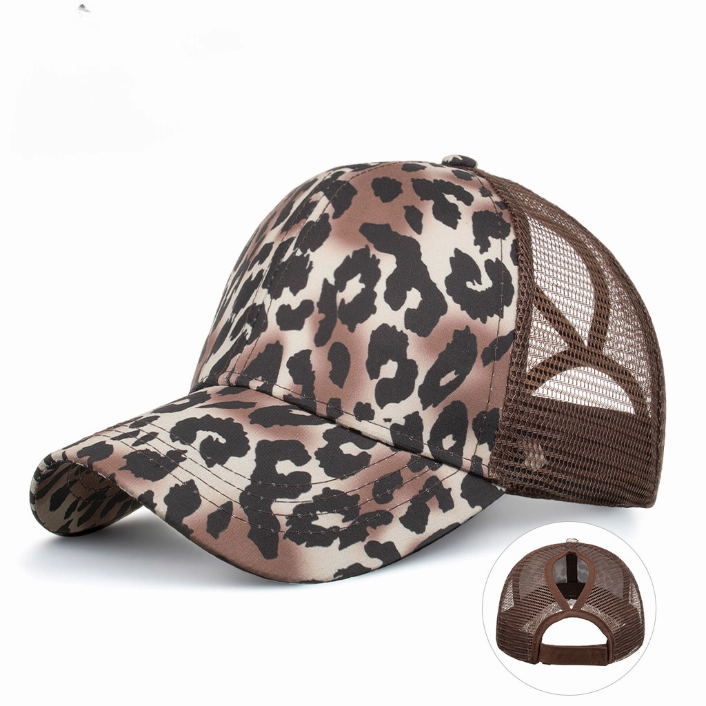 Wholesale Polyester Leopard Tiger Print Ponytail Baseball Cap