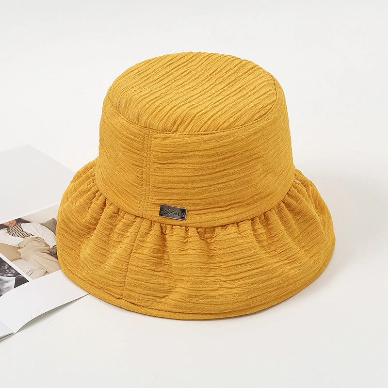 Wholesale Polyester Solid Color Pleated Bucket Hat