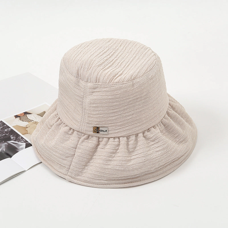 Wholesale Polyester Solid Color Pleated Bucket Hat