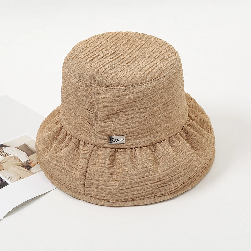 Wholesale Polyester Solid Color Pleated Bucket Hat