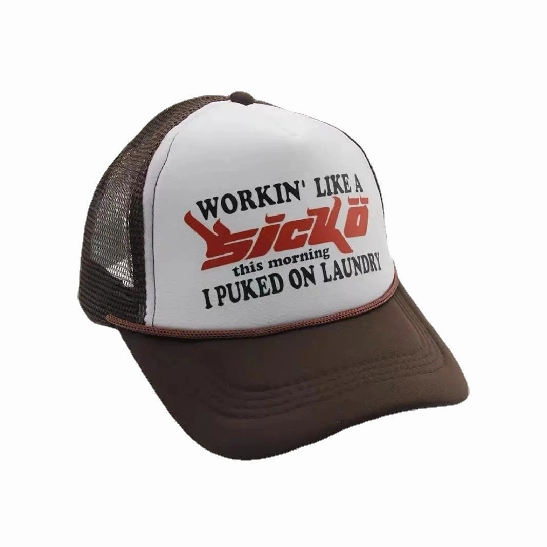 Wholesale Polyester Two-color Splicing Foam Printed Large Logo Sunshade and Sunscreen Baseball Net Hat