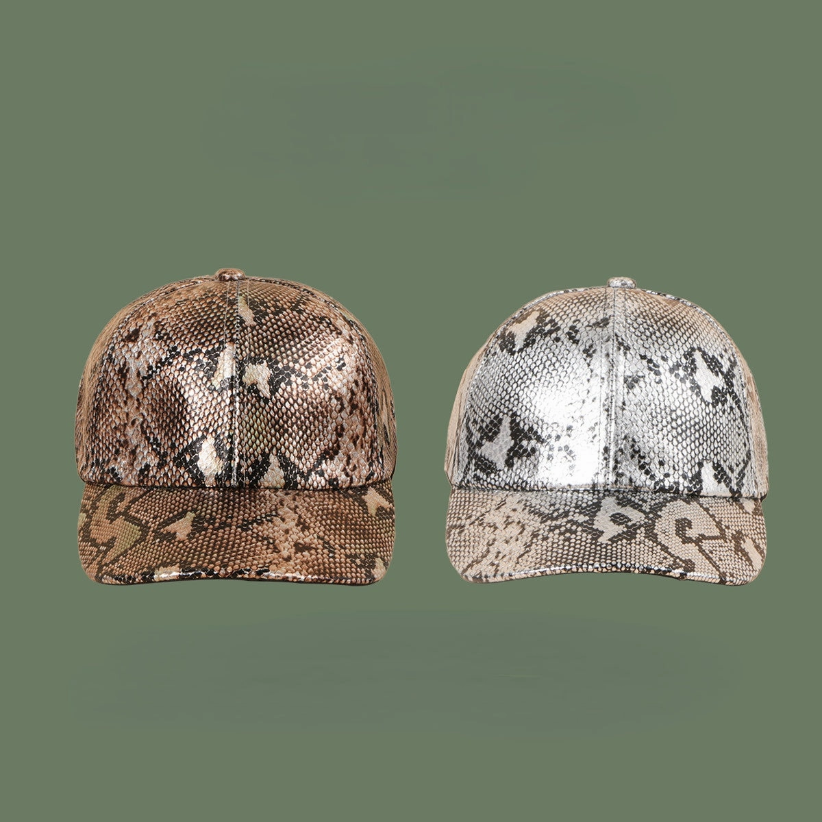 Wholesale PU Snake Pattern Baseball Cap