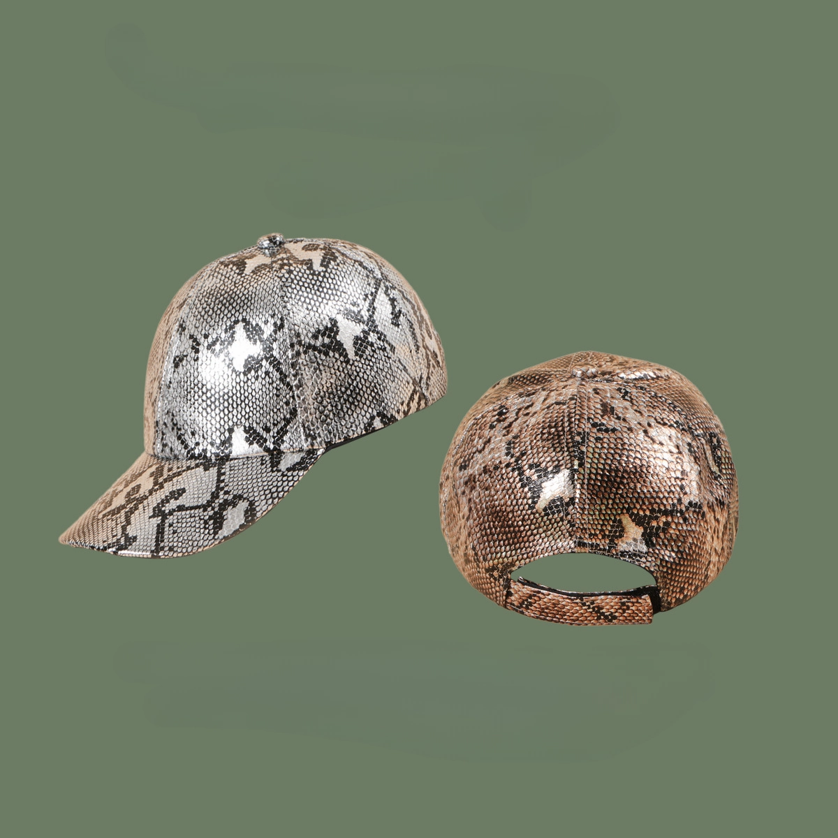 Wholesale PU Snake Pattern Baseball Cap