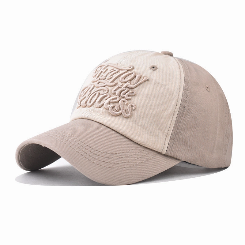 Wholesale Pure Cotton Washed Distressed Color Block Small Letter Baseball Cap