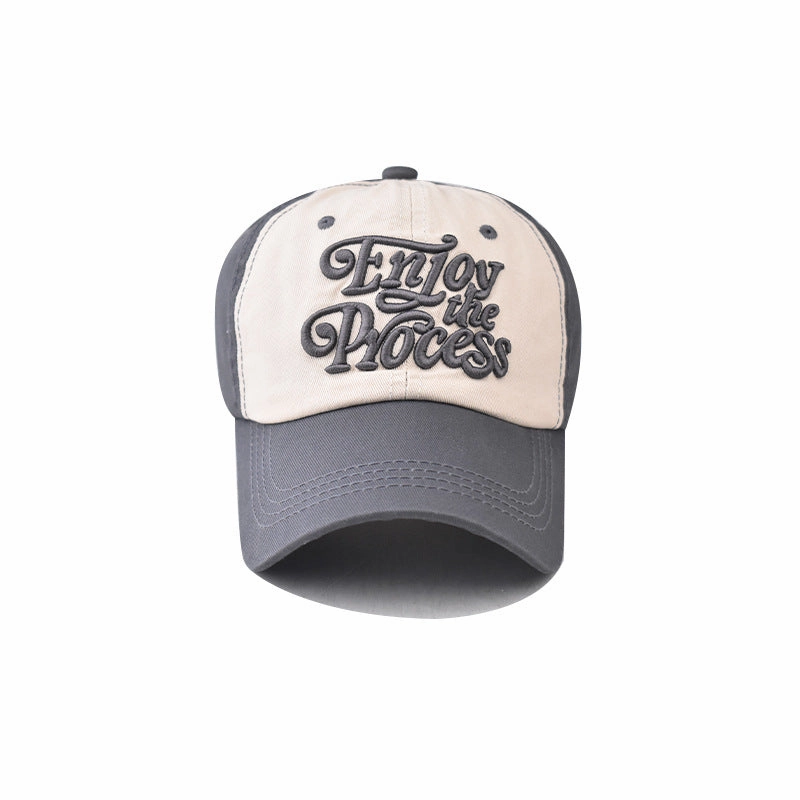 Wholesale Pure Cotton Washed Distressed Color Block Small Letter Baseball Cap