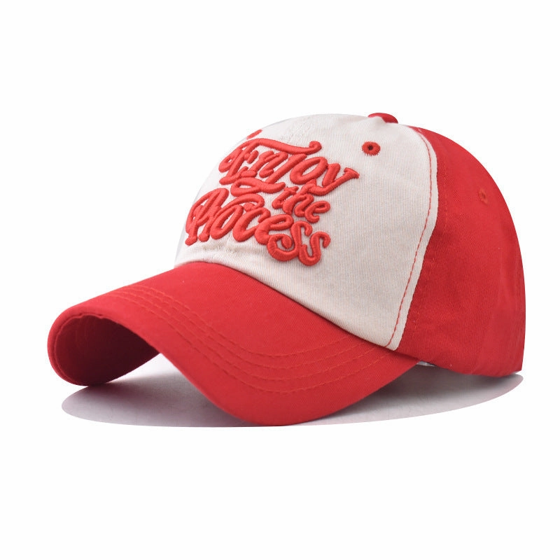 Wholesale Pure Cotton Washed Distressed Color Block Small Letter Baseball Cap