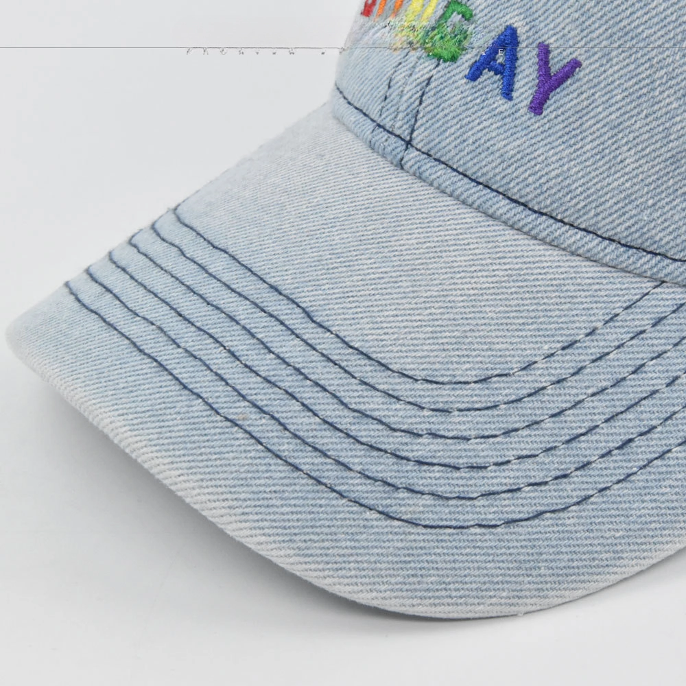 Wholesale Rainbow SUNDAY Embroidery Denim Hat Baseball Cap