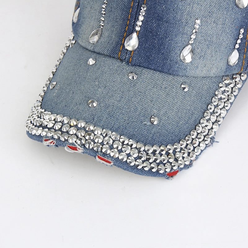 Wholesale Raindrop Diamond Outdoor Denim Baseball Caps