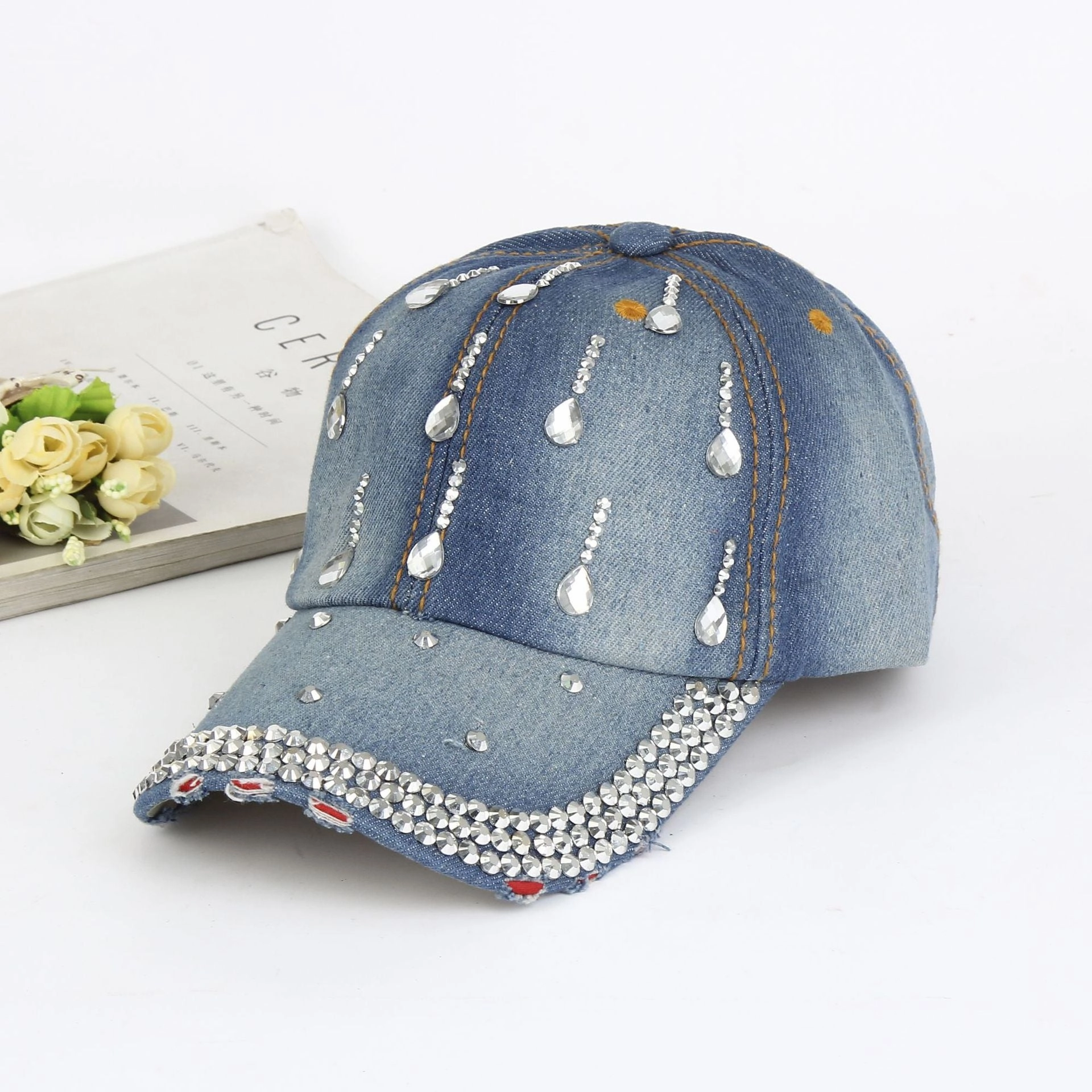 Wholesale Raindrop Diamond Outdoor Denim Baseball Caps