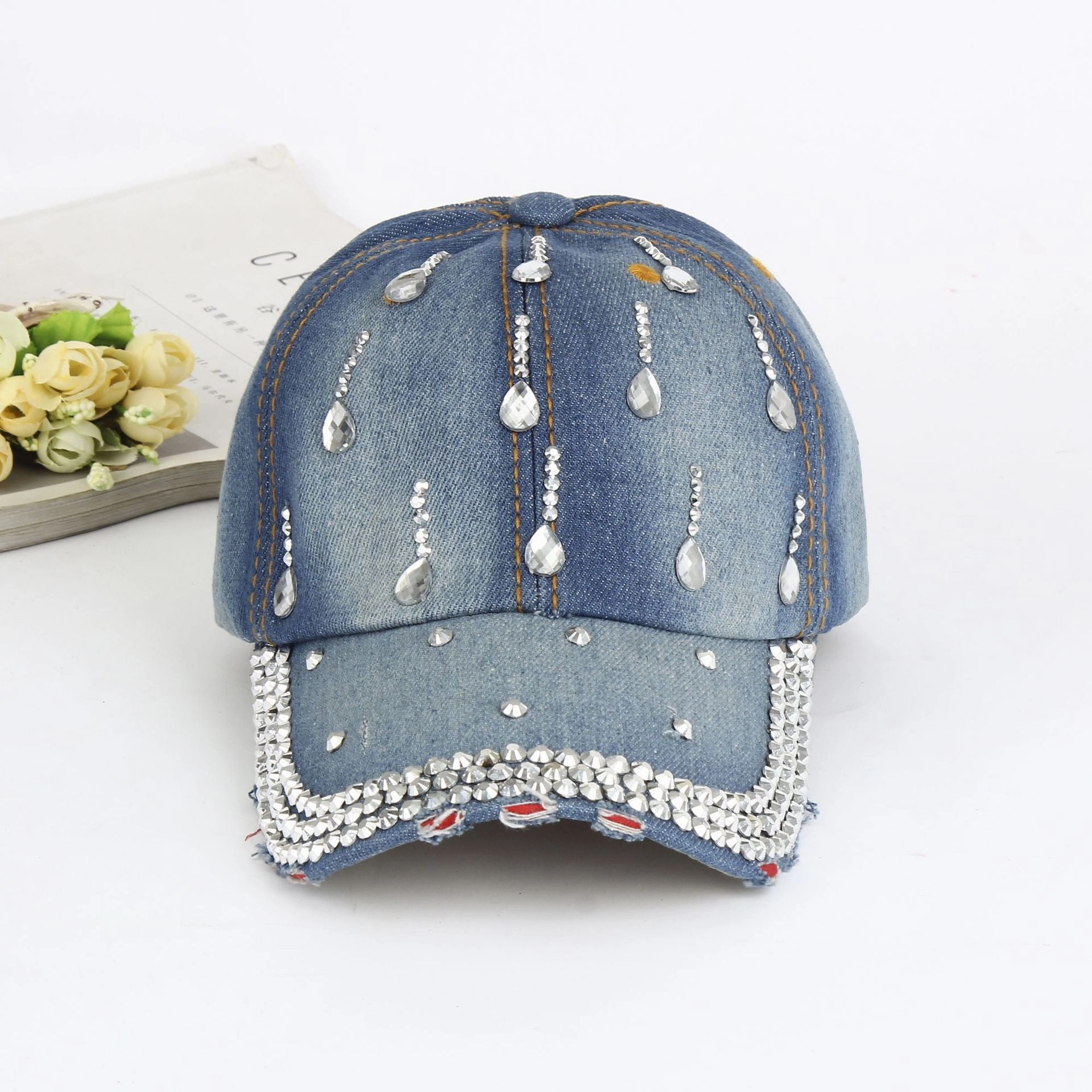 Wholesale Raindrop Diamond Outdoor Denim Baseball Caps