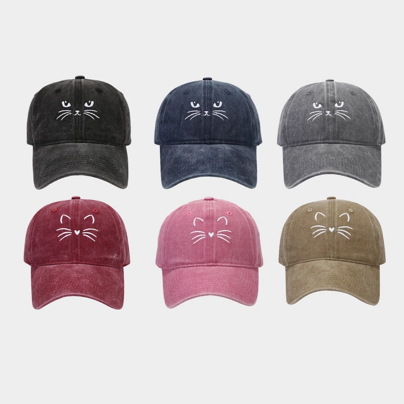 Wholesale Retro Cute Cat Embroidered Casual Baseball Cap