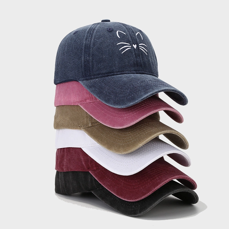 Wholesale Retro Cute Cat Embroidered Casual Baseball Cap
