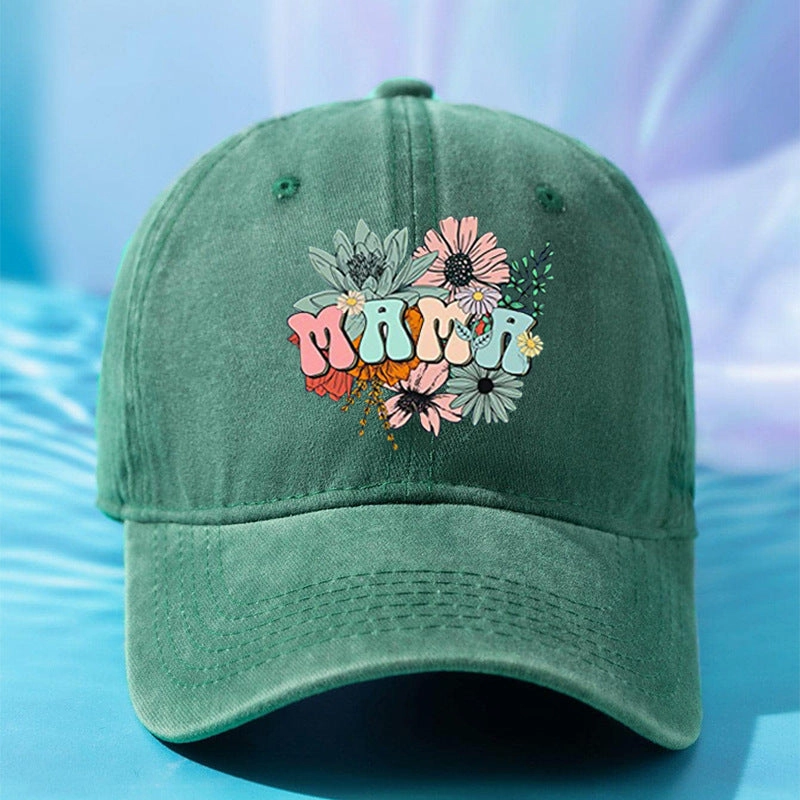 Wholesale Retro Letter Printing Flowers MAMA Cotton Baseball Cap