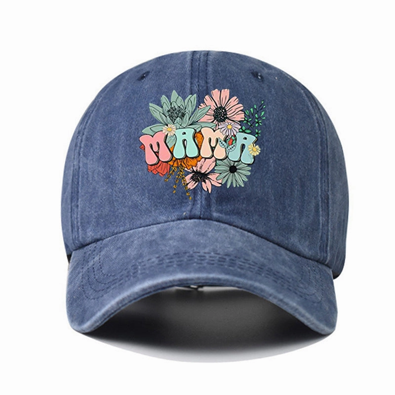 Wholesale Retro Letter Printing Flowers MAMA Cotton Baseball Cap