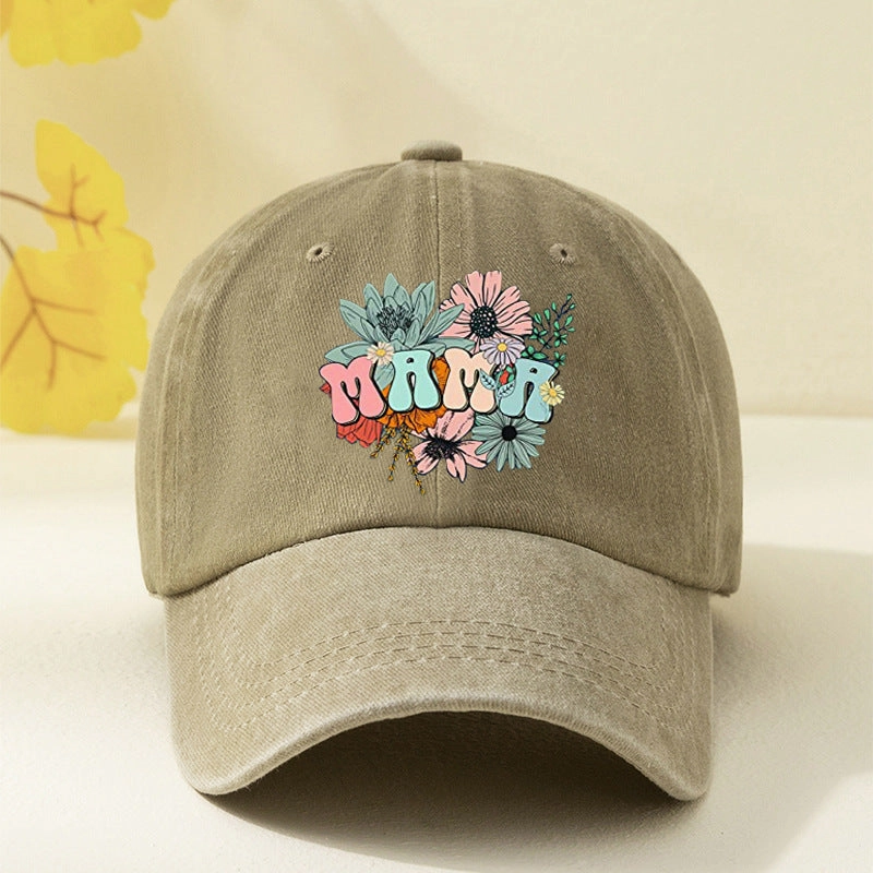 Wholesale Retro Letter Printing Flowers MAMA Cotton Baseball Cap