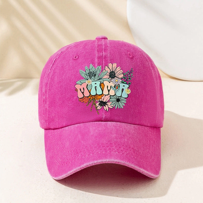 Wholesale Retro Letter Printing Flowers MAMA Cotton Baseball Cap